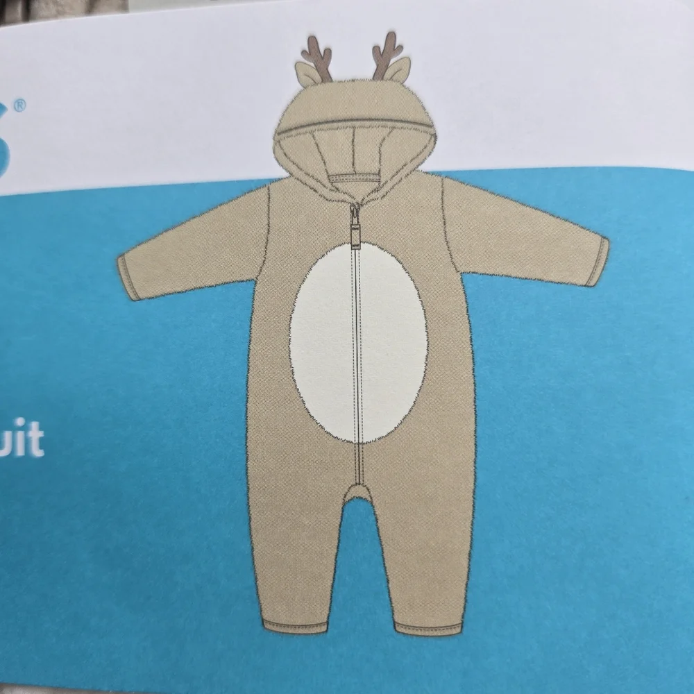 NEW Carters Hooded Sherpa Reindeer Zip Up 1 Piece Jumpsuit Infant Size 3M